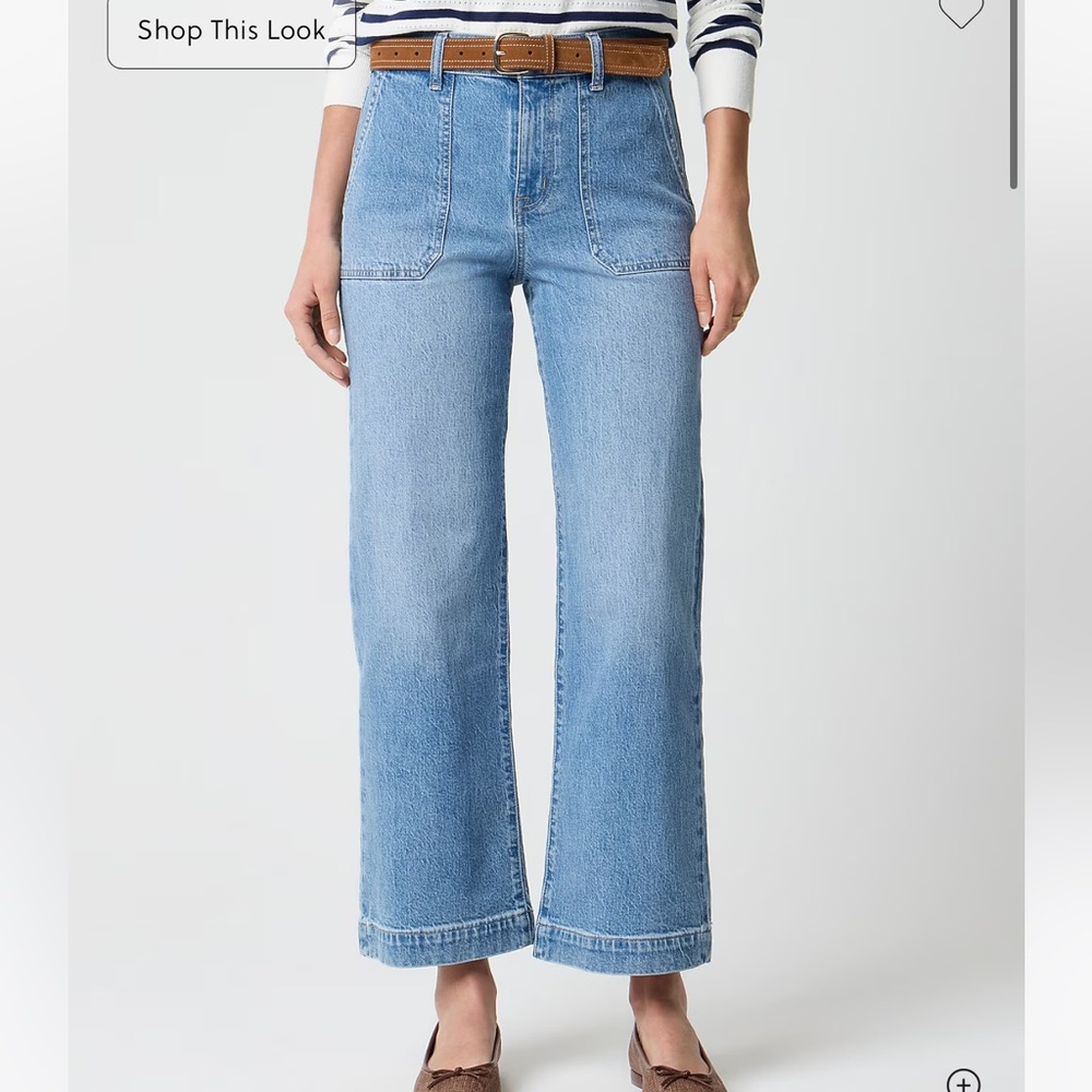 J. Crew Factory Wide-leg cropped utility-pocket jean in all-day stretch